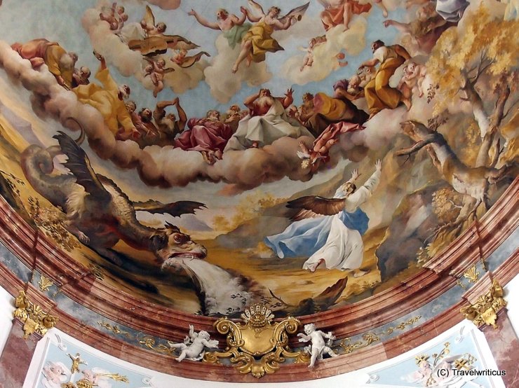 Dragon at a fresco by Paul Troger in Altenburg Abbey