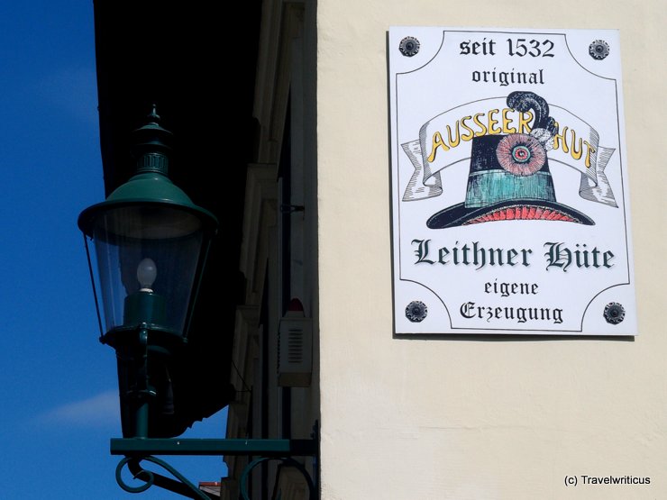 Shop sign of a hatter in Bad Aussee, Austria