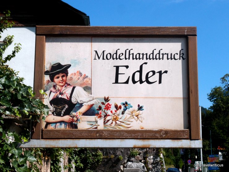 Shop sign of a textile manufacturer in Bad Aussee, Austria