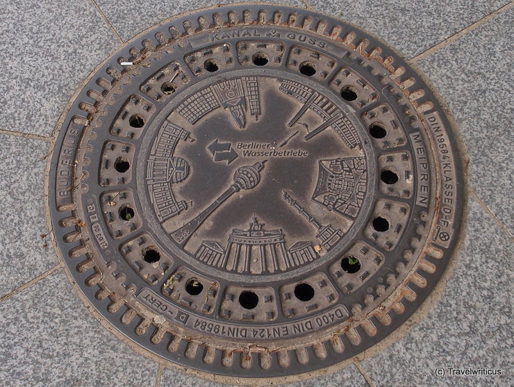 Berlin main sights on a manhole cover