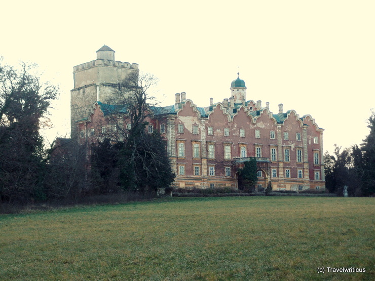 Garden side of Prugg Castle in Bruck an der Leitha, Austria