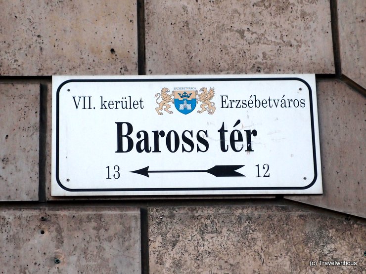 Street name sign in Budapest, Hungary