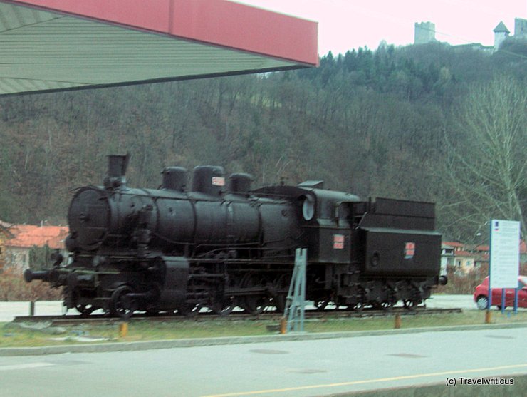 Steam locomotive JŽ 25-002 (1922) at the railway station of Celje, Slovenia