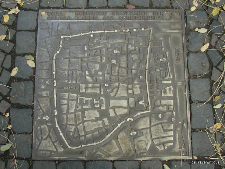 Map of the Roman town wall of Cologne, Germany