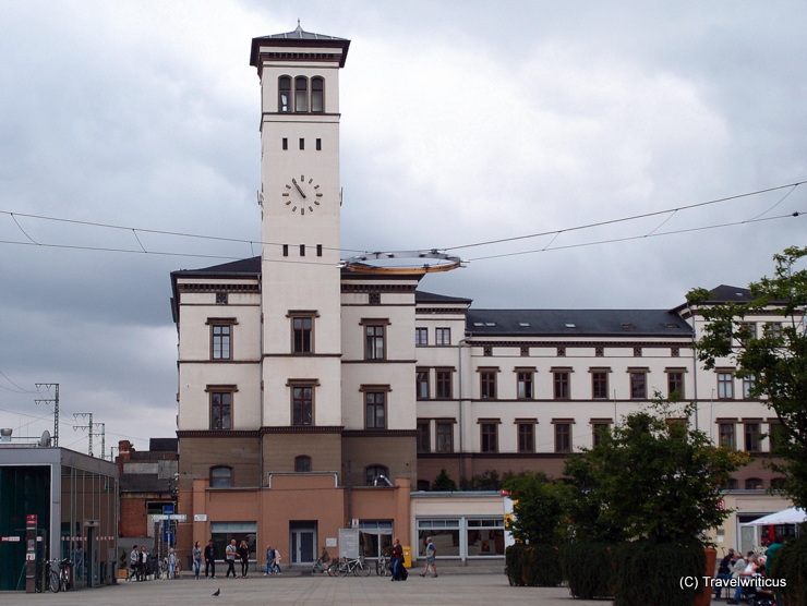 Old railway clock tower of Erfurt, Germany