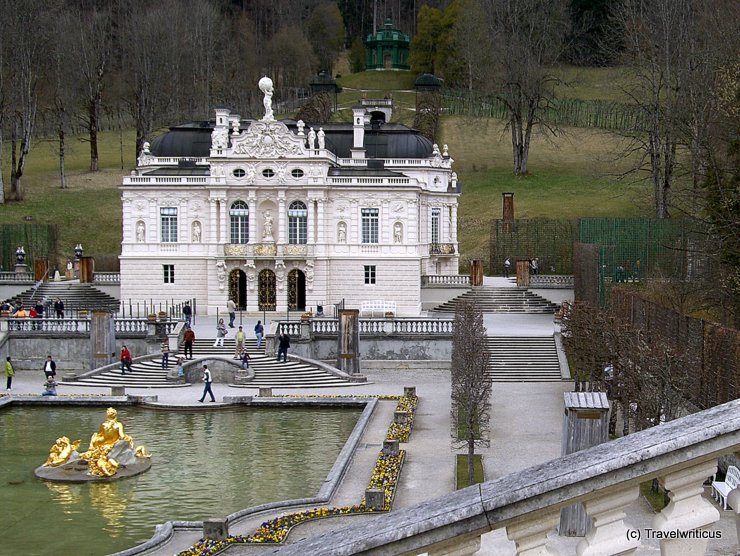 View of Linderhof Palace taken from the terrace gardens