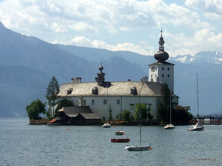 Lake view of Ort Castle in Gmunden, Austria