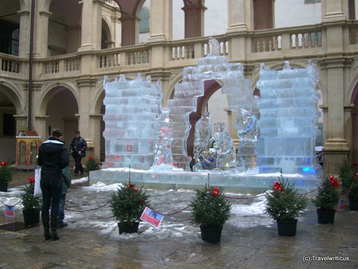 Christmas crèche made of ice in Graz, Austria