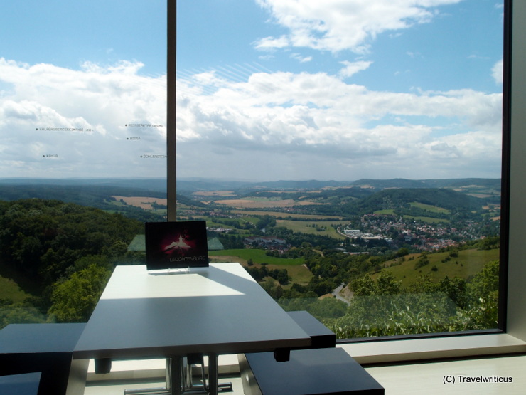 View from the visitor centre of Leuchtenburg Castle in Thuringia, Germany