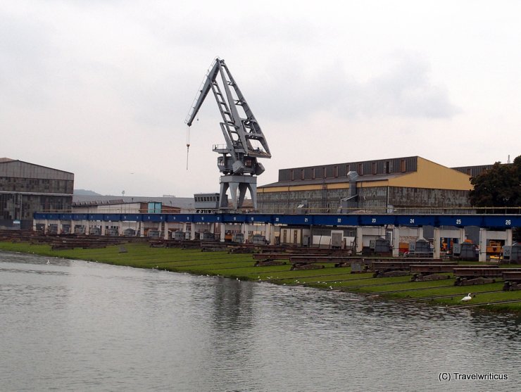 Slipway of the ÖSWAG shipyard in Linz, Austria