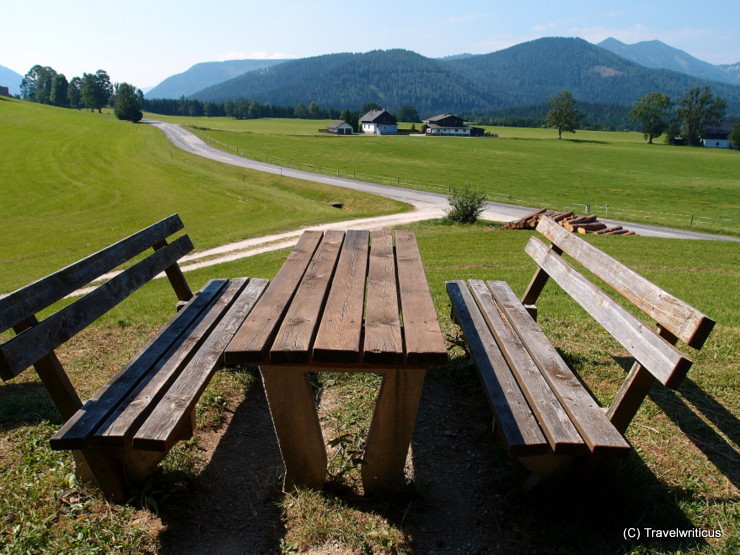 A place for having a break along the nature trail about herbs in Mariazell, Austria