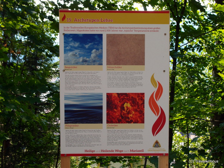 Board at a nature trail about herbs in Mariazell, Austria