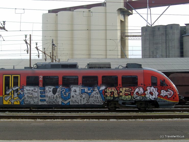 Painted train at Maribor central station