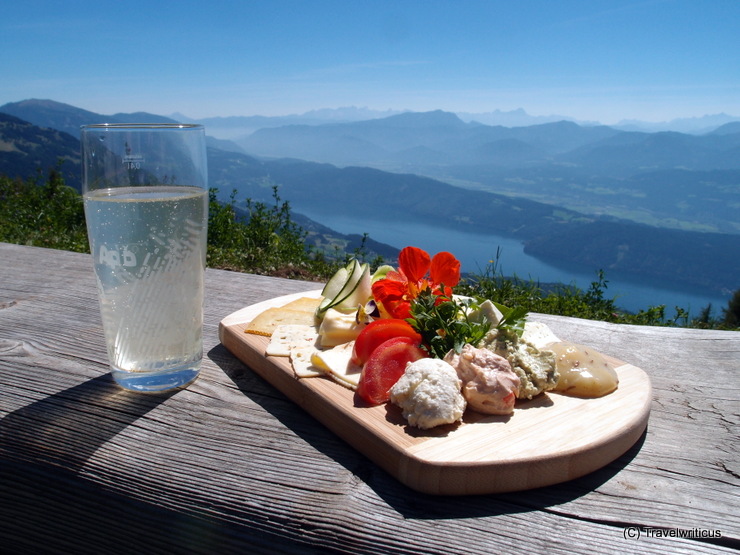 Cheese platter at the Alexanderhütte high over Millstatt Lake, Austria