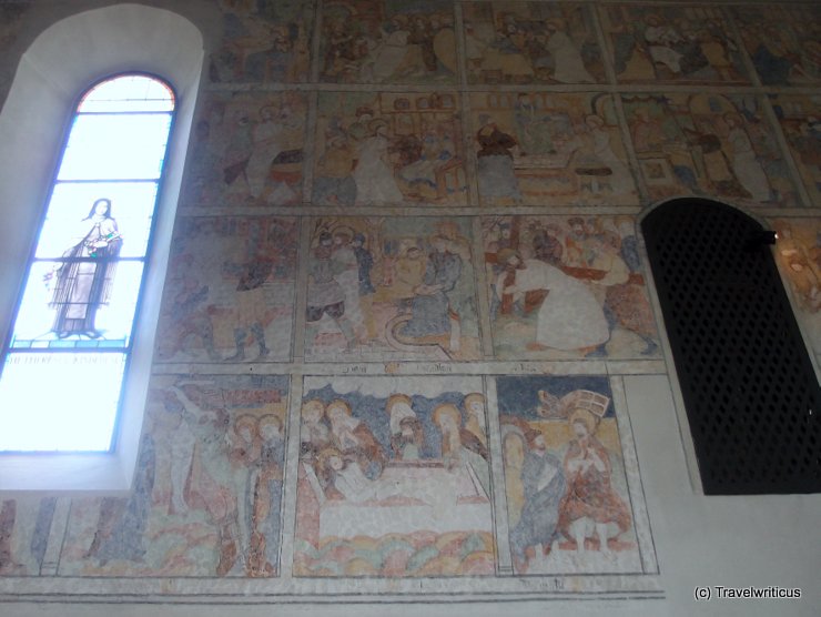 Late Gothic frescoes at a church in Mittelberg, Austria