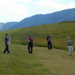 Saxofour playing in Hollenstein, Austria