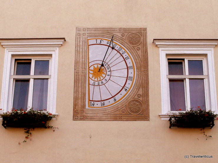 Sundial at the main square of Neunkirchen, Austria