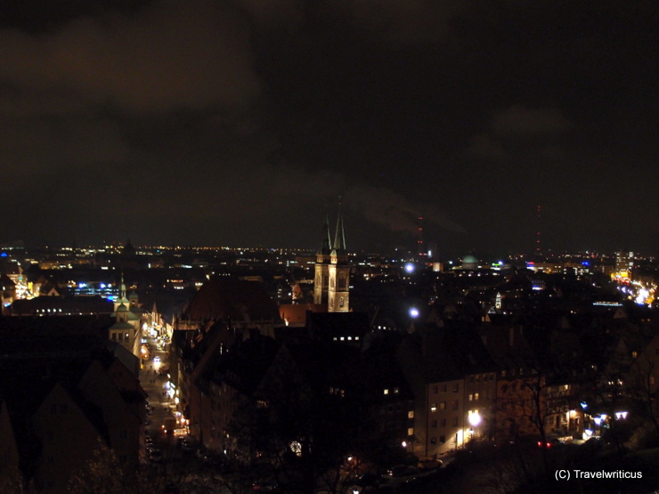 Night view from the youth hostel on top of the castle hill in Nuremberg, Germany