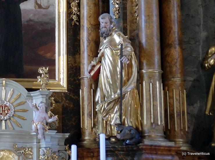 Sculpture of Anthony the Great in Olimje, Slovenia