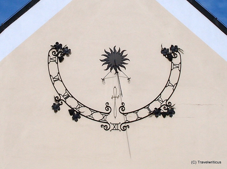 Sundial with grapes in Poysdorf, Austria