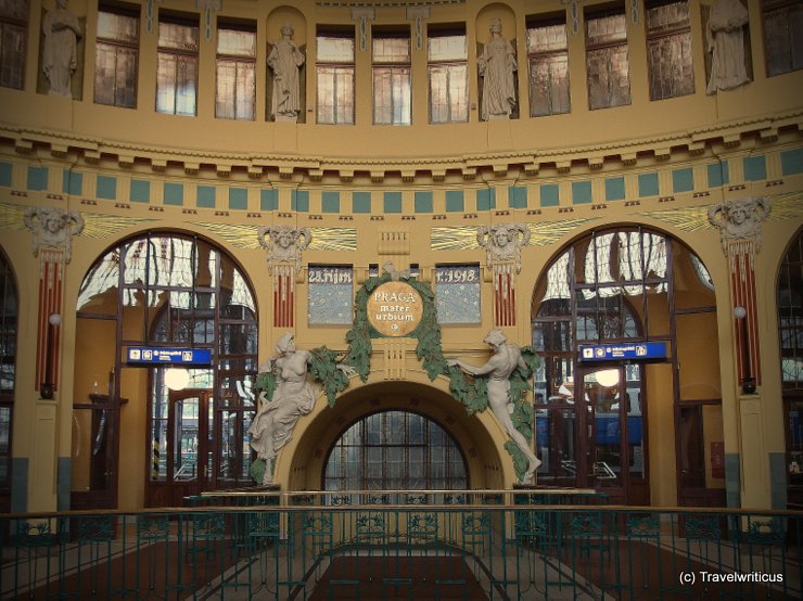 Art nouveaul station hall at the main railway station of Prague, Czech Republic