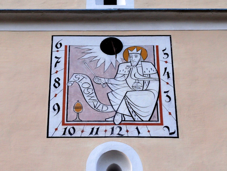 Sundial at St Oswald church in Puch bei Weiz, Austria