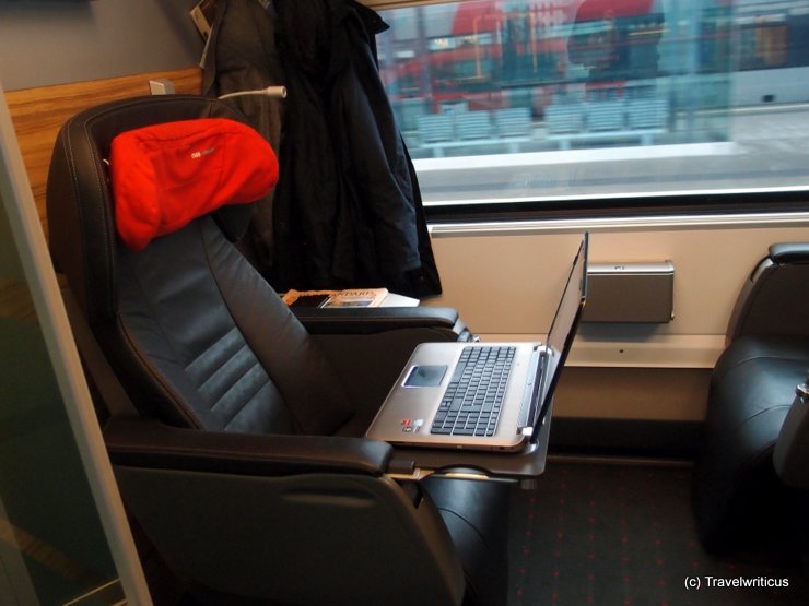 Working place on Premium Class of the Austrian Railjet