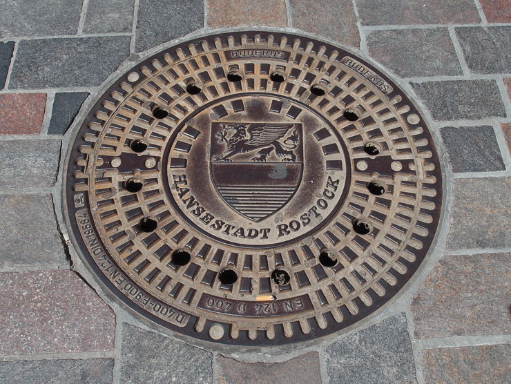 Manhole cover in Rostock, Germany