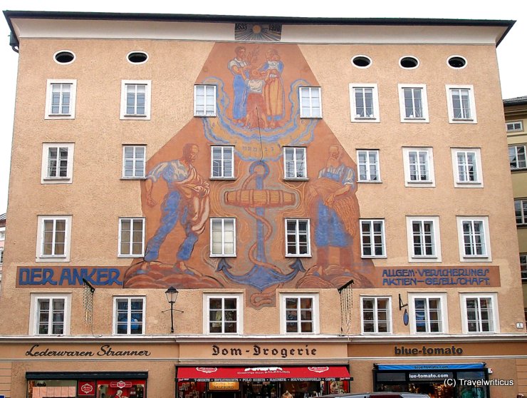 Huge sundial at Ankerhaus in Salzburg, Austria