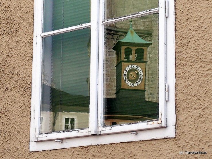 Public clock next to the Franciscan church in Salzburg, Austria