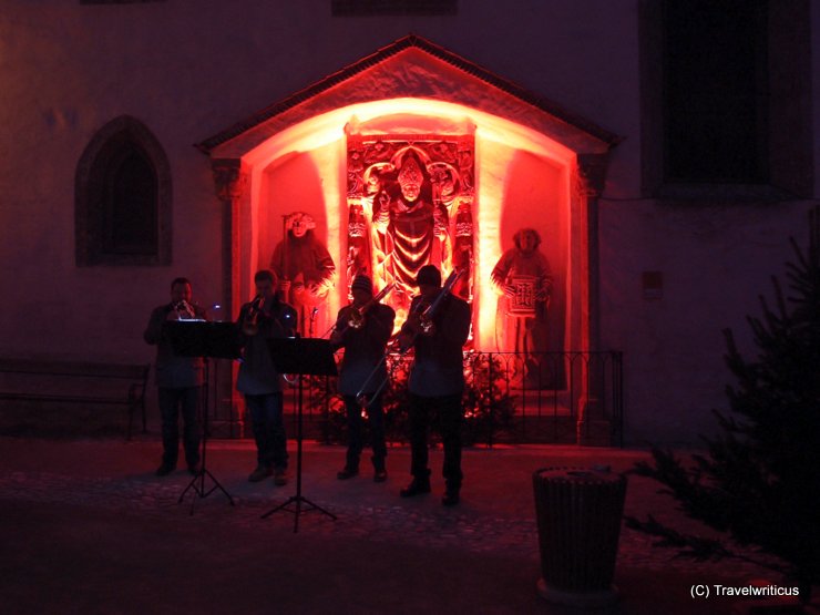 Brass band playing at Christmas market