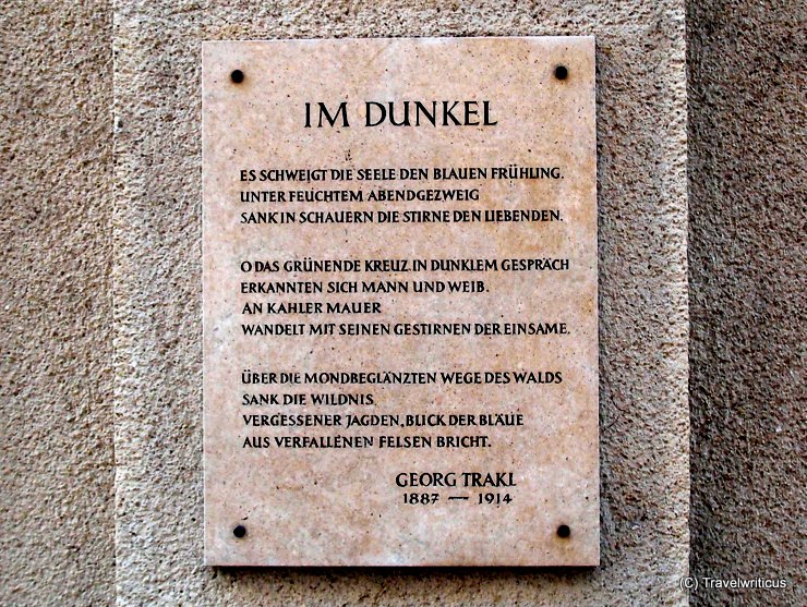 Plaque with a poem by Georg Trakl