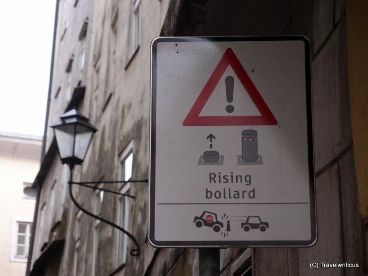 Rising bollard system in Salzburg City, Austria