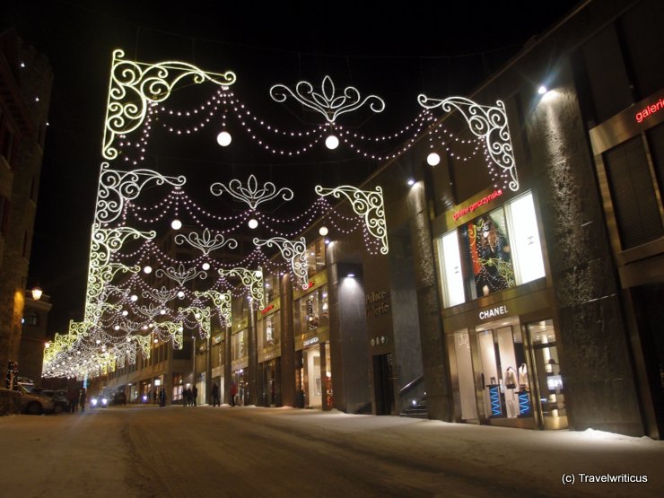 Shopping street in St. Moritz, Switzerland