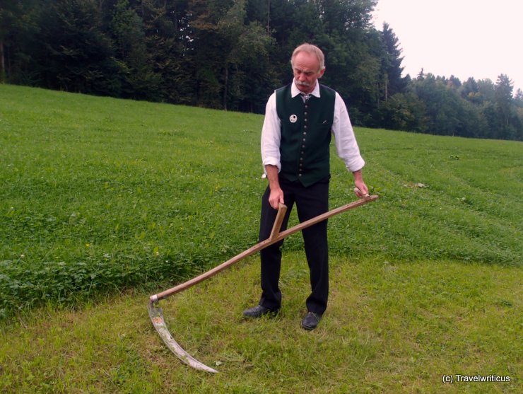 Mr. Weingartner as reaper in Schlierbach, Austria
