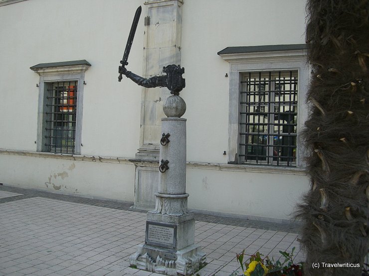 A pillory in front of Porcia Castle