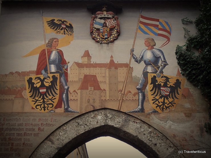 Fresco at the lower gate of Lamberg Castle in Steyr, Austria