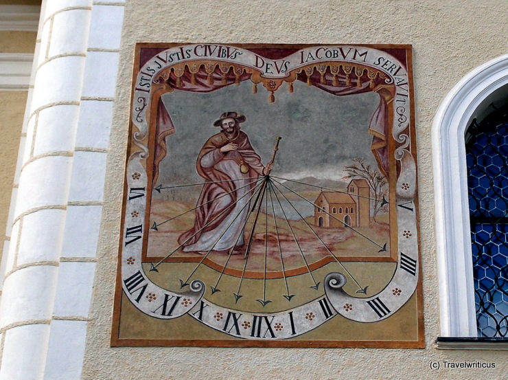 Sundial on the parish church in Tamsweg, Austria