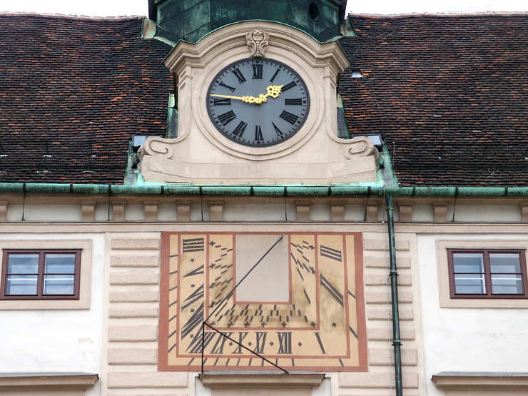 Sundial at the Amalienburg in Vienna, Austria
