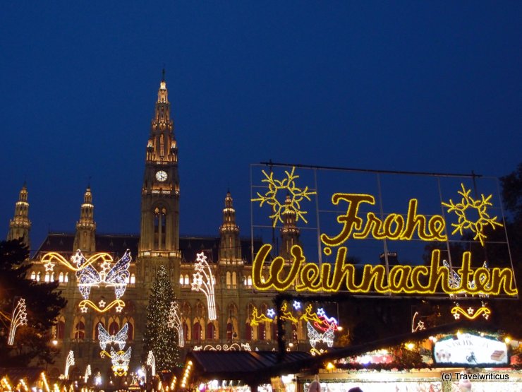 Christmas market at the city hall of Vienna, Austria