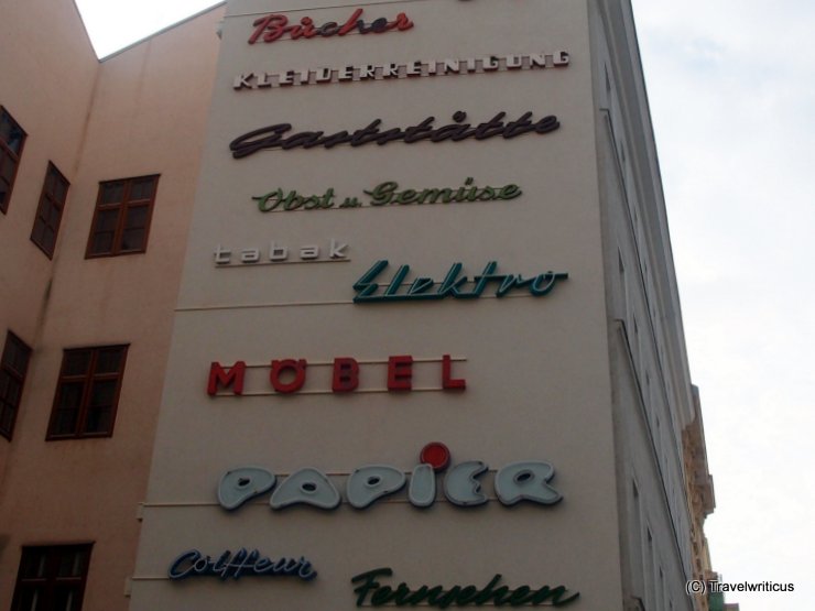 Exhibition of historic facade signs in Vienna, Austria