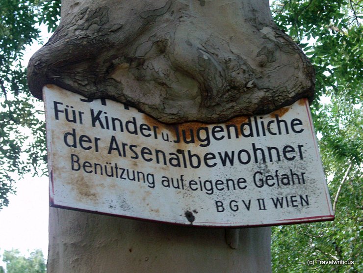 Old sign on a tree