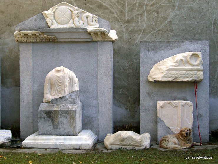 A dog like an ancient statue in Villach, Austria