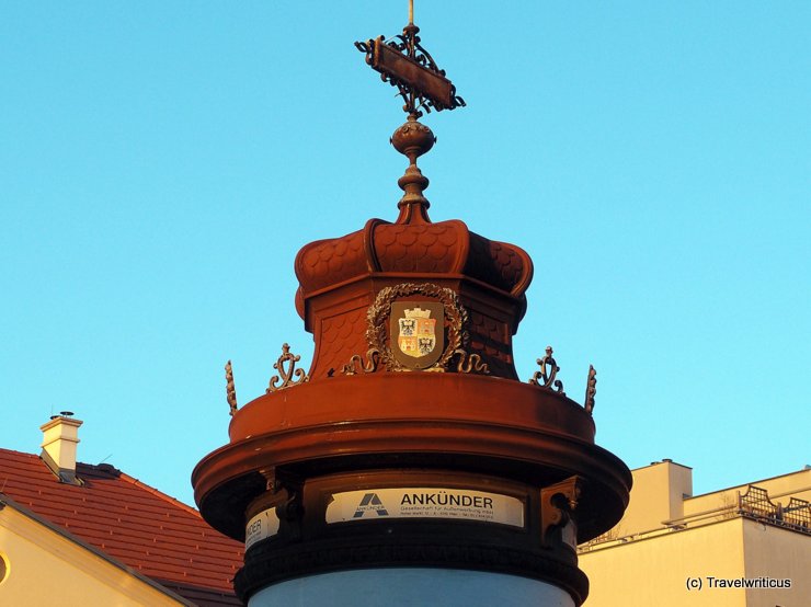 Old advertising column in Wiener Neustadt, Austria